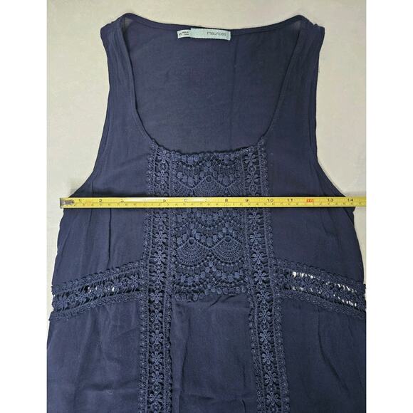 Navy Blue Tank Top Women's Size XS Front Lace Detail Shirt Maurice's - Picture 5 of 8